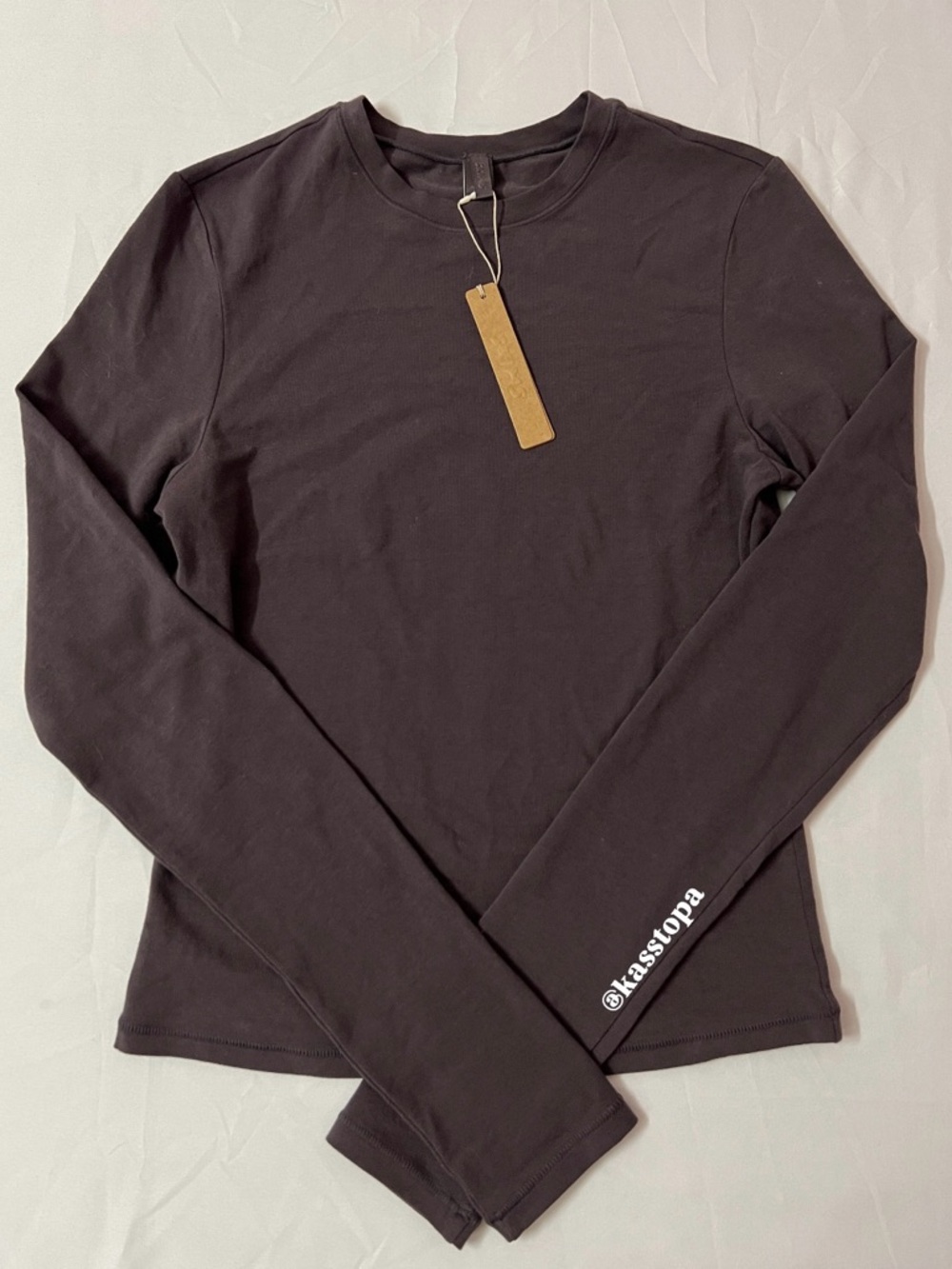 SKIMS Cotton Jersey Long Sleeve T-shirt Top Tee Iron Brown